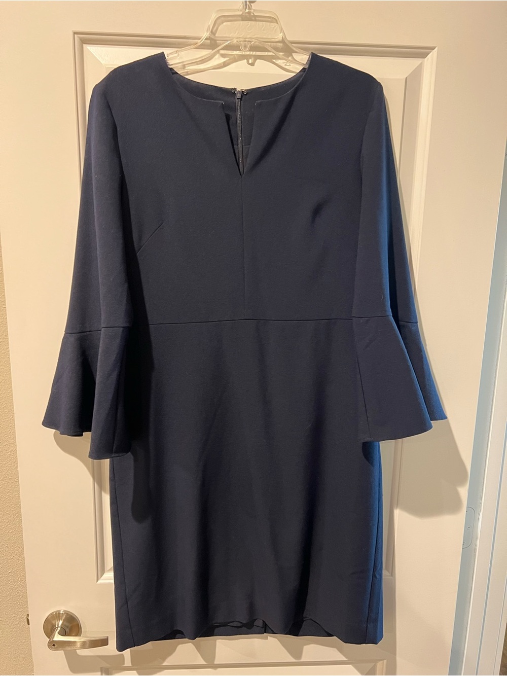 Ann Taylor Navy Bell-Sleeve Shift Dress